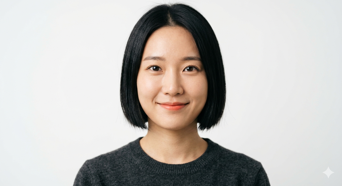 East Asian concept, black bob, clean softbox