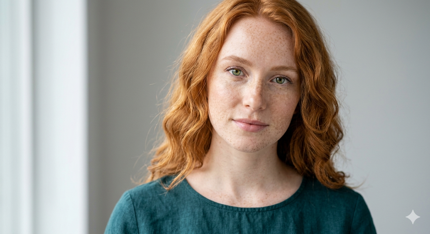 Ginger concept, red hair, soft daylight